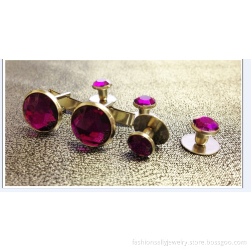 Purple Royal Silver Wedding Party Gift Shirt Crystal Cufflinks Chl2014079